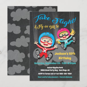 Skydiving birthday party invitation