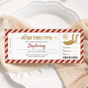 Skydiving Christmas Gift Certificate Ticket Invitation