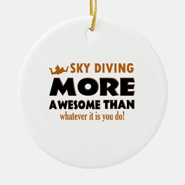 Skydiving designs ceramic tree decoration (Front)