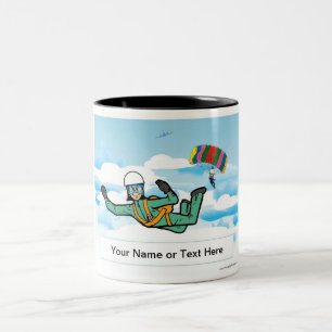 Skydiving - Female Cartoon by PrintedPerfection Two-Tone Coffee Mug
