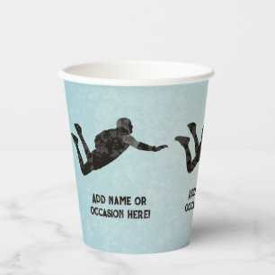 Skydiving freefall metal look men's sports theme paper cups