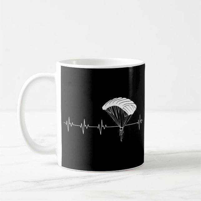 Skydiving Heartbeat Skydiver Parachuting Lover Coffee Mug (Left)