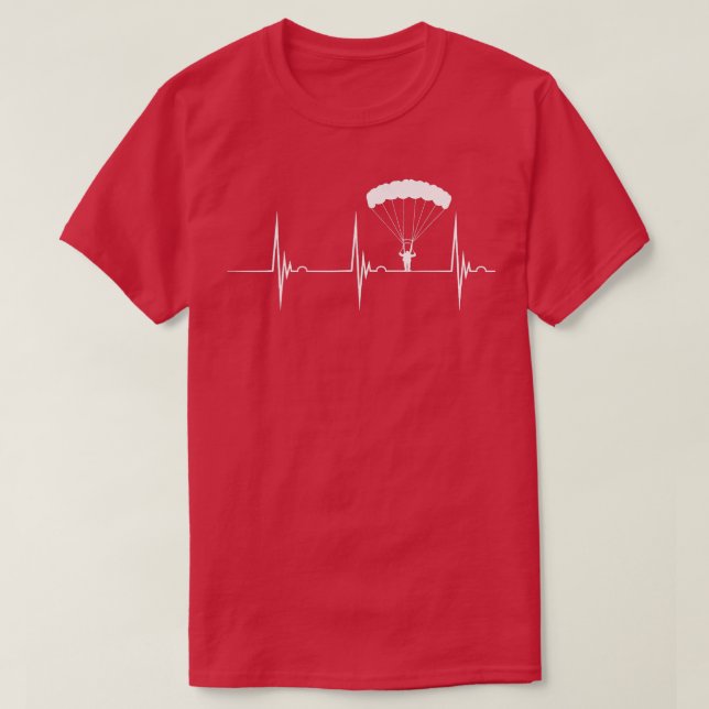 Skydiving Heartbeat Skydiver Skydive EKG Pulse Jum T-Shirt (Design Front)