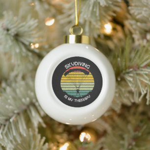 Skydiving Is My Therapy Ceramic Ball Christmas Ornament