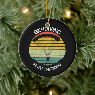 Skydiving Is My Therapy Ceramic Ornament