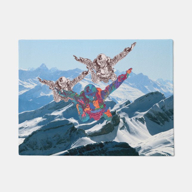 Skydiving over the Mountains Doormat (Front)