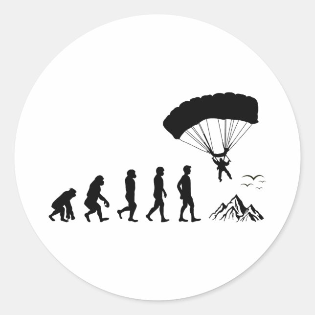 Skydiving Parachute Skydive Skydiver Parachuting Classic Round Sticker (Front)