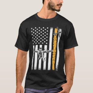 Skydiving  Parachuting American Skydiver USA Flag T-Shirt