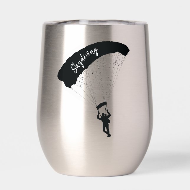 Skydiving Parachuting Design Thermal Wine Tumbler (Back)