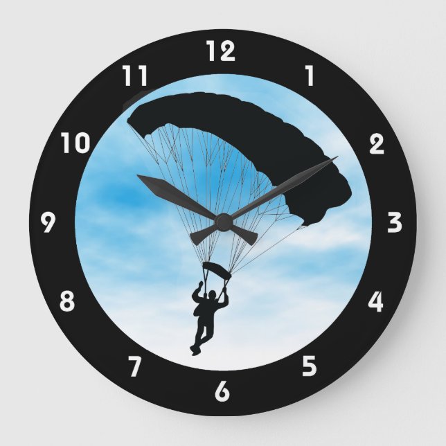 Skydiving Parachuting Design Wall Clock (Front)