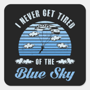 Skydiving Skydive Jump Skydiver Retro Funny Gift Square Sticker