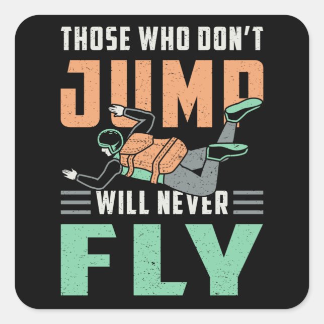 Skydiving Skydive Skydiver Jump Retro Funny Gift Square Sticker (Front)