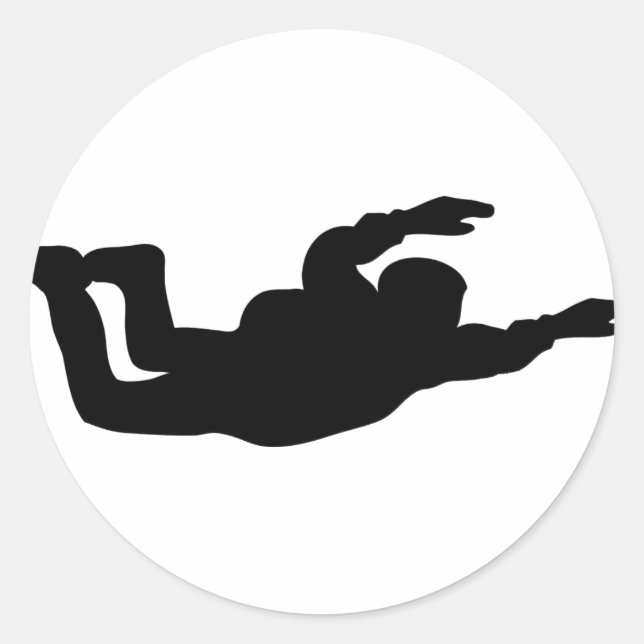 skydiving skydiver icon classic round sticker (Front)