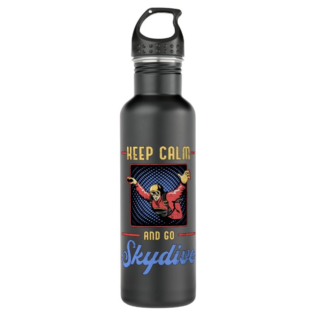 Skydiving Skydiver Retro Keep Calm Funny Gift 710 Ml Water Bottle (Front)