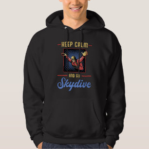 Skydiving Skydiver Retro Keep Calm Funny Gift Hoodie