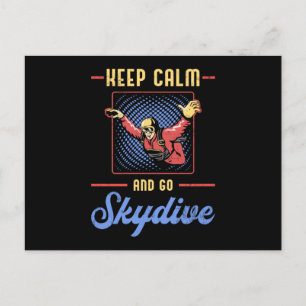 Skydiving Skydiver Retro Keep Calm Funny Gift Postcard