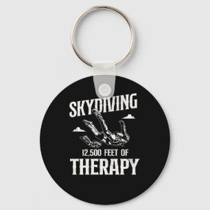 Skydiving Skydiving 12500 Feet Of Therapy Vintage Key Ring