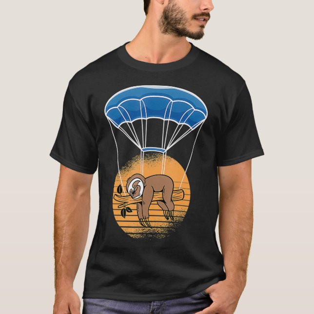 Skydiving Sloths Funny Sloth Skydiver Parachuting  T-Shirt (Front)