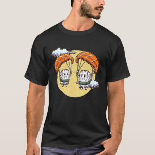 Skydiving Sushi Rolls Parachuting Rice Salmon Sea T-Shirt