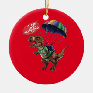 Skydiving T-Rex  Ceramic Ornament