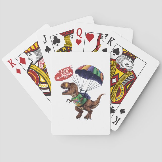 Skydiving T-Rex  Playing Cards (Back)