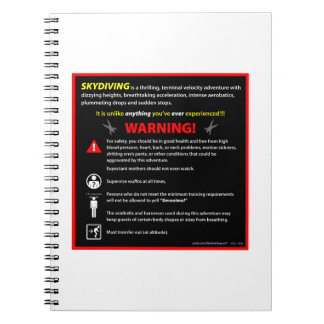 SKYDIVING Theme Park Warning Sign Notebook