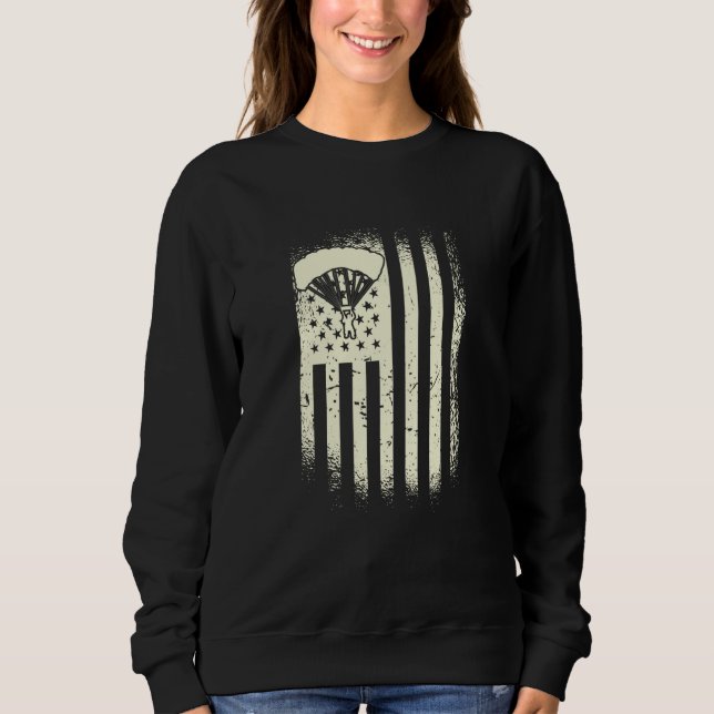 Skydiving USA Flag Parachute American Skydiver Sweatshirt (Front)