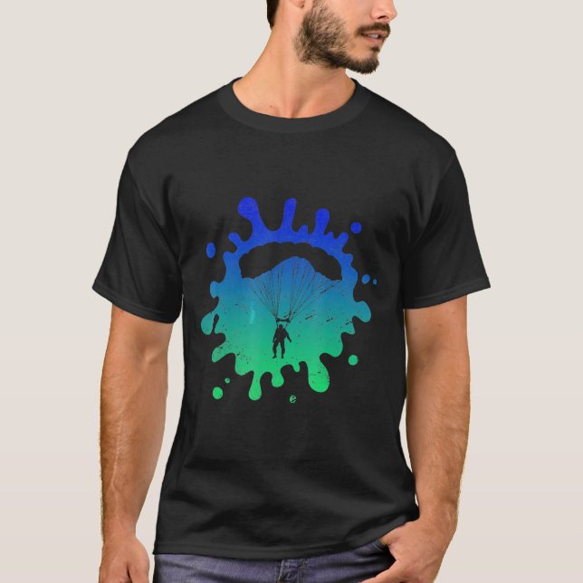 Skydiving With Cool Splash Art Gift T-Shirt (Front)