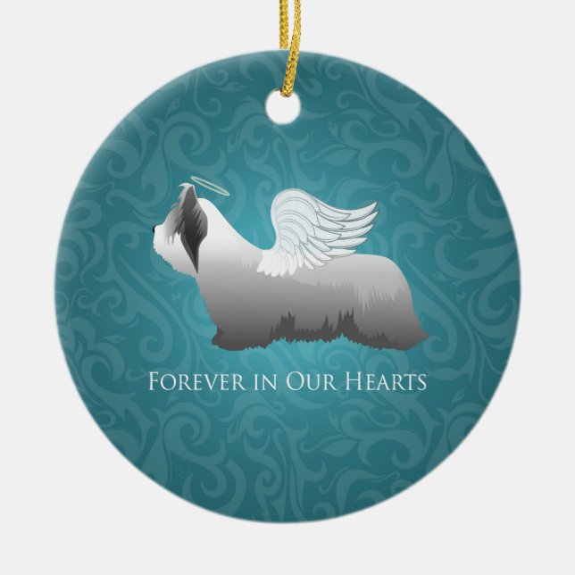 Skye Terrier Angel Design Ceramic Ornament (Front)