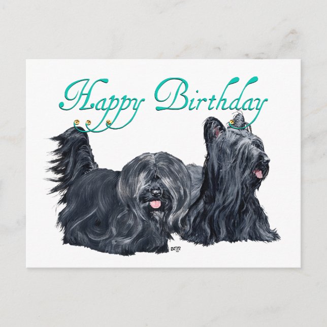 Skye Terrier Birthday Cards (Front)