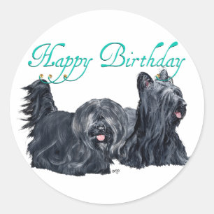 Skye Terrier Birthday Cards Classic Round Sticker