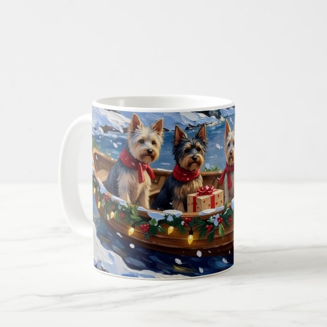 Skye Terrier Christmas Boat Holiday Coffee Mug (Front Left)