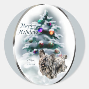 Skye Terrier Christmas Gifts Classic Round Sticker