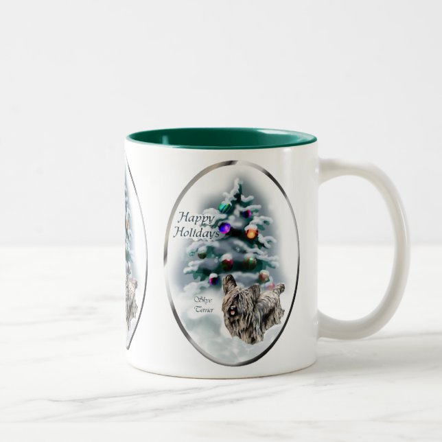 Skye Terrier Christmas Gifts Two-Tone Coffee Mug (Right)