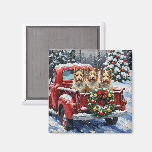 Skye Terrier Christmas Red Truck Holiday Magnet