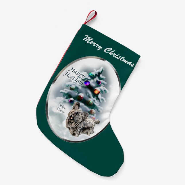 Skye Terrier Christmas Small Christmas Stocking (Front (Hanging))