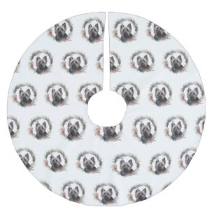 Skye Terrier Christmas Wreath Festive Pup Brushed Polyester Tree Skirt