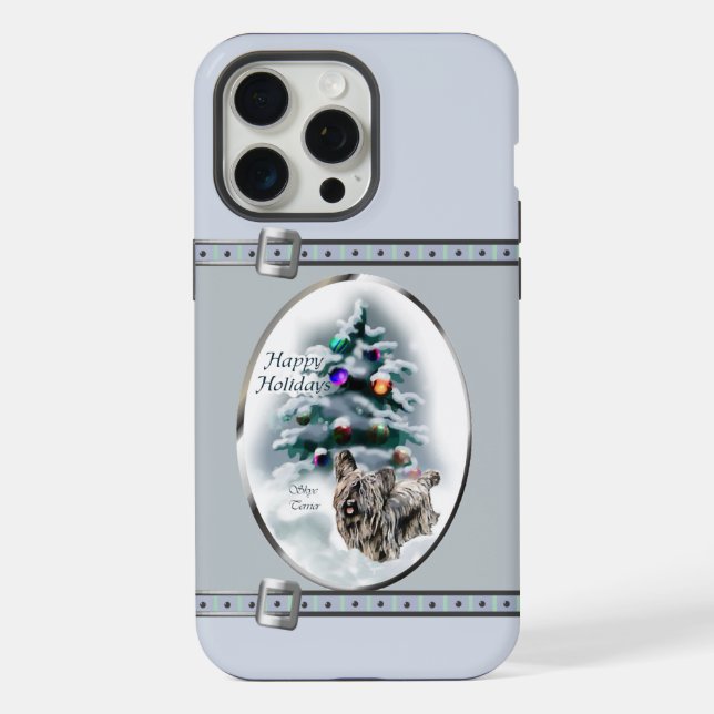 Skye Terrier Cute Blue Christmas Holidays iPhone Case (Back)