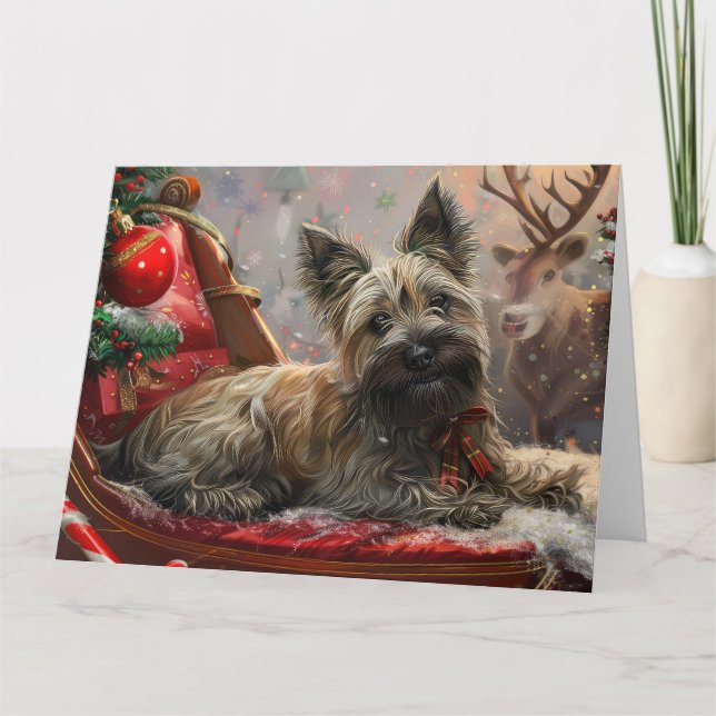 Skye Terrier Dog Christmas Festive Card (Front)