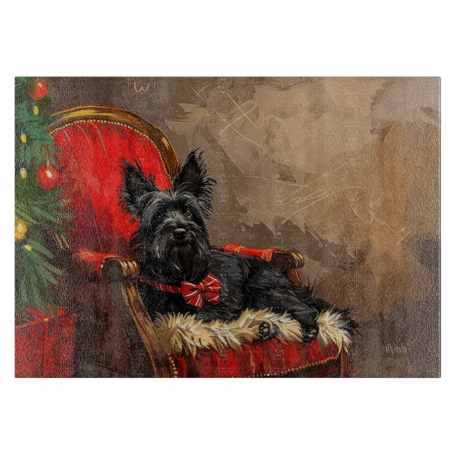 Skye Terrier Dog Christmas Festive  Cutting Board (Front)