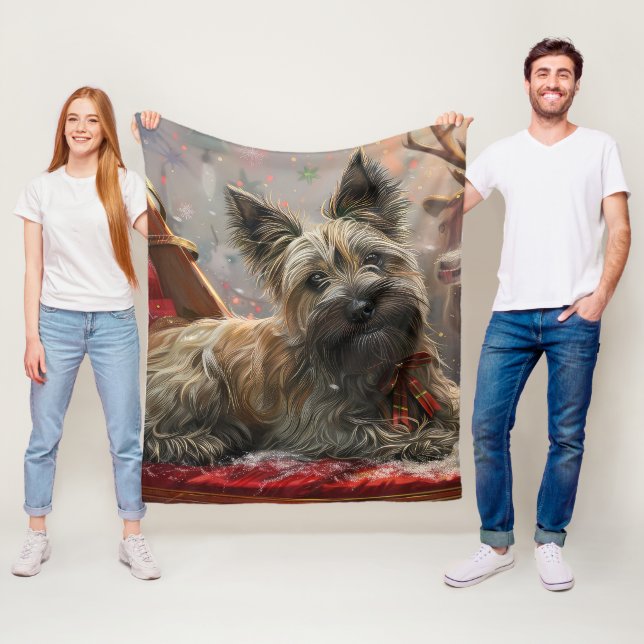 Skye Terrier Dog Christmas Festive Fleece Blanket (In Situ)