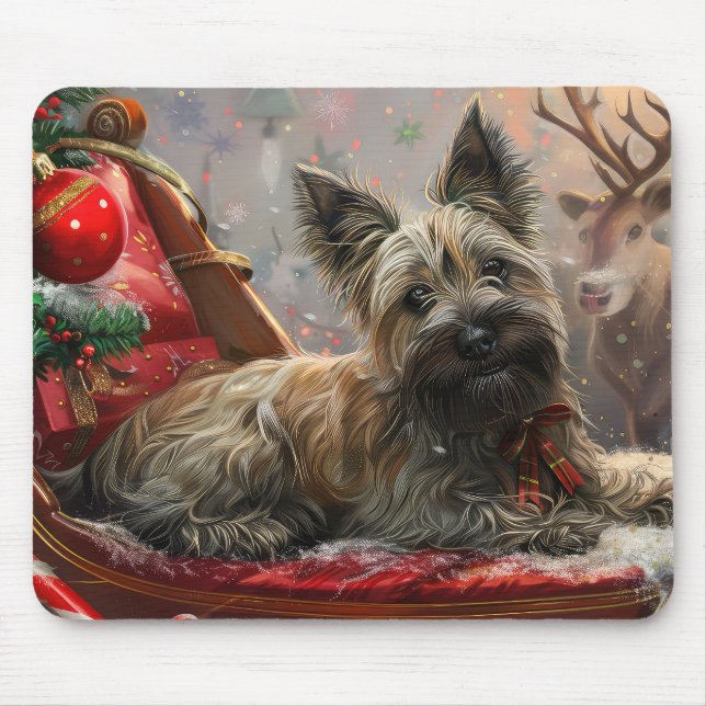 Skye Terrier Dog Christmas Festive Mouse Pad (Front)