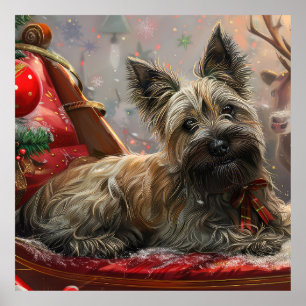 Skye Terrier Dog Christmas Festive Poster
