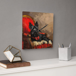 Skye Terrier Dog Christmas Festive Square Wall Clock