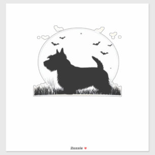 Skye Terrier Dog � Halloween Moon Silhouette Class