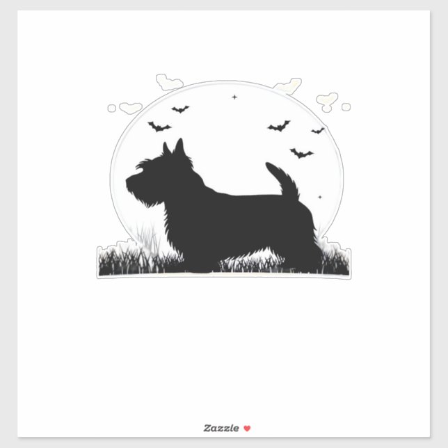 Skye Terrier Dog � Halloween Moon Silhouette Class (Sheet)