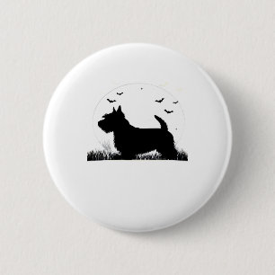 Skye Terrier Dog � Halloween Moon Silhouette Class 6 Cm Round Badge