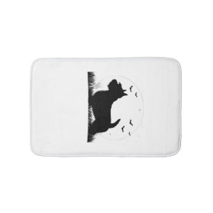 Skye Terrier Dog � Halloween Moon Silhouette Class Bath Mat