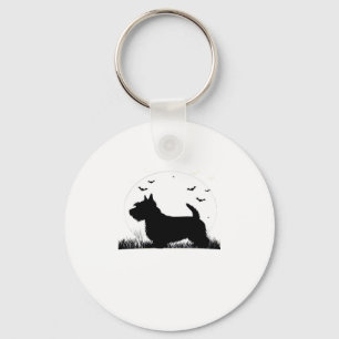 Skye Terrier Dog � Halloween Moon Silhouette Class Key Ring