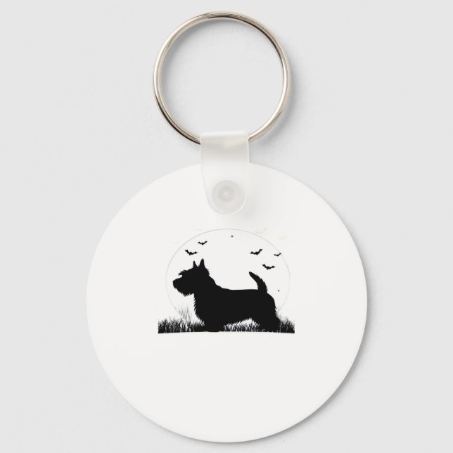Skye Terrier Dog � Halloween Moon Silhouette Class Key Ring (Front)